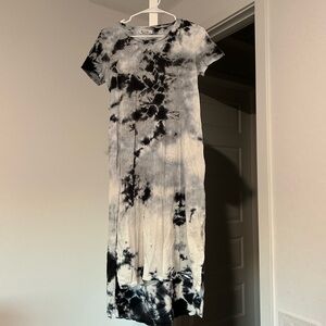 Michael Lauren Black and White Tie-Dye Midi Dress